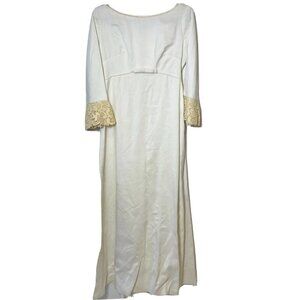 Alfred Angelo Edythe Vincent Vintage Wedding Dress White XS Lace Hook Eye 70s